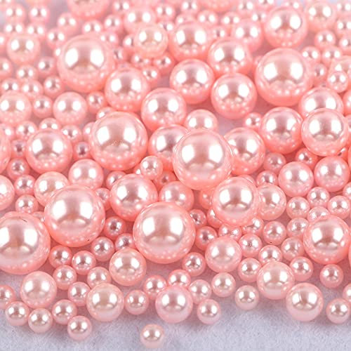 360 Stk 3-10mm Runde Kunststoffperlen ohne bohrung, Bunte Bastelperlen Perlen,Perlen zum Basteln für DIY Schmuck Zubehör, Streudeko Deko Perlen für Hochzeit Taufe Party Vasenfüller Tischdeko,Rosa