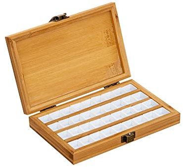 Harilla Tragbare Leere Bambus, langlebige Palette, Holz-Gouache mit Deckel, Aquarell-Farbkasten für Maler, Kinder, Erwachsene, Studio, Zuhause, 36 Gitter