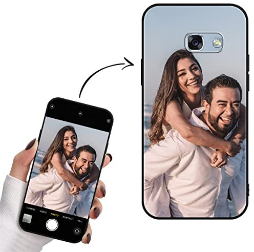 Yoedge Personalisierte Handyhülle für Samsung Galaxy A5 2017 Hülle Selbst Gestalten Eigenem Foto Bild Text Personalisiert Case Individuelle Geschenk Schutzhülle Schwarz Cover für Samsung A5 2017 5,2