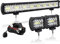 AUXTINGS 57 cm 480W LED Lichtleiste Spot Zusatzscheinwerfer Flutlicht,2x 10cm 36W Spot LED Arbeitsleuchte mit 2 Kabeln 12V Kabelbaum-Kit für JP Pickup Offroad Truck 4X4 ATV Bootsanhänger,wasserdicht