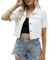 LifeShe Women's short Sleeve Denim Jacket Light Ripped Distressed Cropped Jean Jackets Coats, White a, M