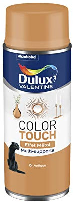 Dulux Valentine Peinture Intérieure et Extérieure Aérosol Color Touch - Pour bois, plastique, PVC, carton, papier - Or Antique Effet Metal - 400ml