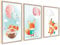 ag.art deco 3er Kinderzimmer Poster | 3 Stück 50x70cm | Wanddeko Glückliche Fuchs & Luftballons | Babyzimmer Mädchen und Junge Bilderset | ohne Rahmen