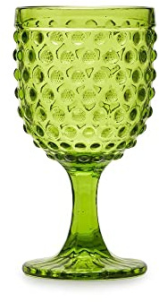 FADE Set 6 Calici da vino in vetro verde con bolle Ibiza Glamour 300 ML