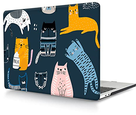 Hülle Case Kompatibel mit Neues MacBook Air 13 Zoll 2020 2019 2018 Freisetzung A1932 A2179 A2337 M1 mit Retina Display and Touch ID, Ultradünne Plastik Hartschale Schutzhülle, Niedliche Katzen