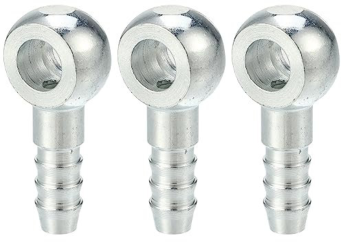 ACROPIX 10mm ID 10mm OD Banjo Bolt Hose Barb Fittings Universal Banjo Fitting Fuel Line Adapter Connector for Motorcycle Car Silver Tone - Pack of 3