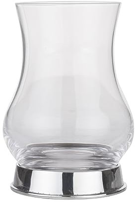 A E Williams Plain Whisky Tasting Glass Set with Pewter Base | Large Dram Glasses with Heavy Bottom Design | Men’s Perfect Party Gift for Anniversary Birthday