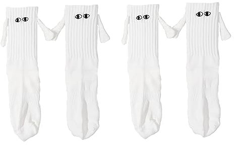 Yawlsow 2 Paar Pärchen Socken mit magnetischen Händen, Lustige magnetische Socken zum Halten der Hände, 3D-Puppen-Paar Geschenke, Unisex für Paare Valentinstag