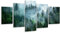 HUBDECO 5-Teiliges Leinwand Bild Wohnzimmer - Bilder, Poster, Kunstdrucke - Leinwandbild - Bild auf Leinwand - Tolle Zimmerdekoration - Schlafzimmer Bilder - 158x90 cm Nebel Natur
