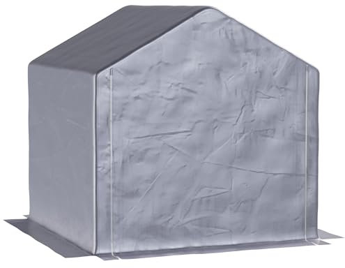 Outsunny Casetta da Giardino 2x2m Multiuso, Capanno Porta Attrezzi e Tenda Garage per Auto e Bicicletta, Telaio in Acciaio e Copertura Anti-UV, Grigio