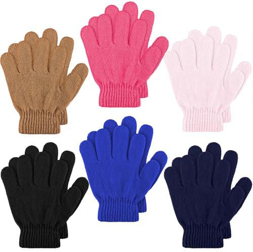 SATINIOR 6 Paar Winter Kinder Handschuhe Kleinkinder Strickhandschuhe Baby Stretch Fäustlinge (Gemischte Farben, 1-4 Jahre)