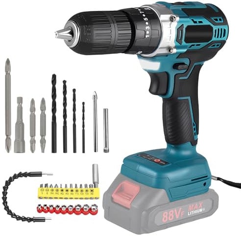 Cordless Impact Driver Compatible with Makita 18V Battery, 1700RPM Brushless Impact Drill with 25+3 Clutch, 450N.m Torque, Screwdriver and Drill Bits Set for Drilling Walls, Bricks, Wood, Metal
