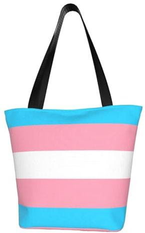 BeNtli Umhängetasche, Canvas Tote Große Tasche Damen Casual Handtasche Wiederverwendbare Einkaufstaschen,Transgender-Stolz-Flagge LGBT
