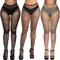 LURVOUS 3 Pares Medias de Rejilla Brillantes Mujer, Medias Brillantes Medias Diamantes de Imitación Leggings Brillantes Medias de Rejilla de Cintura Alta con Pedrería, Medias Brillantes Festival