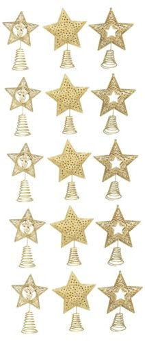 Ciieeo 15 STK Pentagramm-Baumwipfelstern weihnachtsdeko Weihnachts Party Weihnachtsbaum Stern goldene Hohle Baumspitze Dekor Wohnkultur einzigartige weihnachtsbaumkronenverzierung Liebe