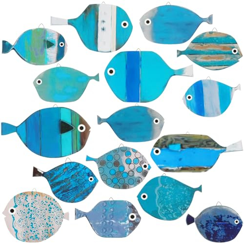 Spiareal Holzfisch, Wanddekoration, nautisch, hängend, Ozean, Küste, klassisch