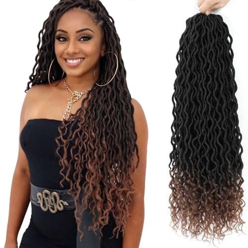Goddess Locs Lot de 6 paquets de cheveux synthétiques pré-bouclés au crochet avec extrémités bouclées (55,9 cm, brun ombré, 1B/30)