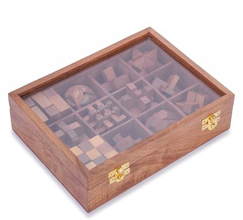 Ajuny Coffret de Jeux de Puzzle en Bois – Casse tête 3D Stimulants pour Adolescents et Adultes avec Boîte de Rangement Décorative pour Test de QI Cadeaux de Jeu Fabriqués à la Main