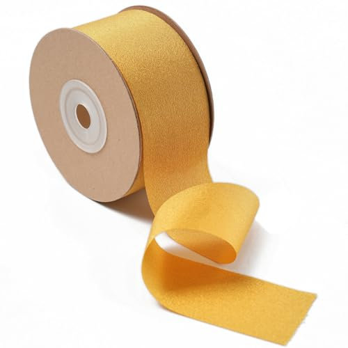 Ligtmor Geschenkband Hochzeit Schleifenband Dekoband 3,8cm x 23m Chiffonband Schleifen Stoffband - Golden