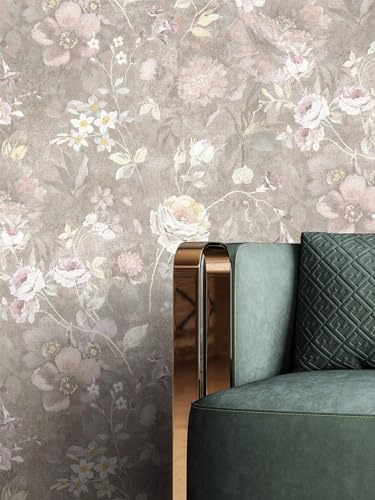 Newroom Vliestapete Braun Blumentapete Floral Landhaus Schlafzimmer