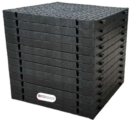 (Pack of 12) Black Plastic Paving Driveway Grid Turf Grass Lawn Path Gravel Protector Drainage Mat