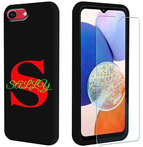 FortiCase Personalisierte Handyhülle + Displayschutzfolie für iPhone SE 2022,Schwarz Silikon Hülle,mit Name/Name Text Personalisiert Case,für iPhone SE 2022 Schutzhülle -SYZG