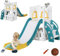 AIYAPLAY Kids Slide, 4 in 1 Toddler Slide with Basketball Hoop, Climber, Telescope, Storage Basket, Indoor Slide for 1-3 Years, Yellow