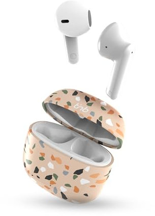 T'nB - Ecouteurs Bluetooth 5.3 avec Micro intégré, 15h de Lecture, Contrôle Tactile, Oreillette Bluetooth Semi Intra Auriculaires - Modèle Terrazzo