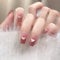 Gradient Pink Heart-shaped Fake Nails,24pcs Glossy Gradient Pink Press on Nails,Acrylic French Stick on Nails with Glue, Full Cover Fake Nails,Nail Manicure Home DIY Women