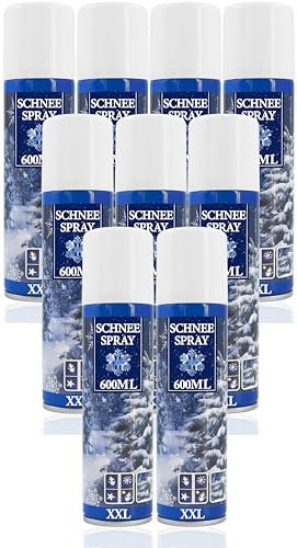 Stephans Möbelbörse 9X XXL Kunstschnee - Spraydose mit Dekoschnee - Schneespray zum Dekorieren zu Weihnachten - Sprühschnee Snowspray Fensterspray Schnee Spray Deko Schnee (09 Stück - 600ml/Schnee)