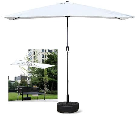 Parasol mural rectangulaire avec manivelle et base, parasol de jardin, pour café, terrasse, balcon, fenêtre, terrasse