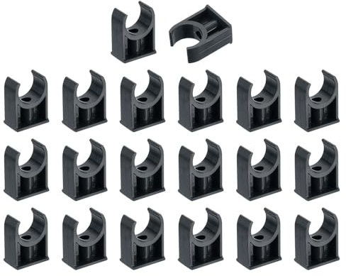 QUARKZMAN 20 Stück PVC-Wasserrohrklemmen Clips, U-förmige Schlauchschellen, Bewässerungsrohrhalter für 25mm Außendurchmesser für TV-Schalen Schlauchschellen, Schwarz