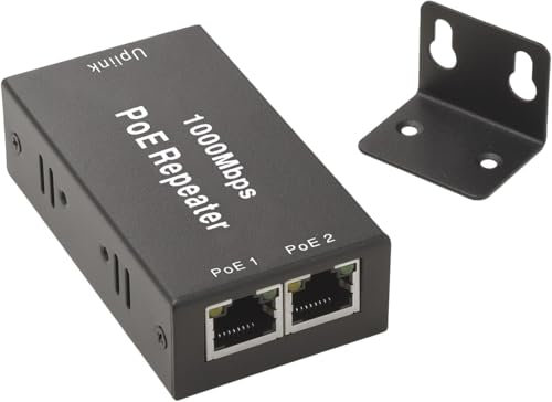 Leehitech Gigabit PoE Extender, Desktop/Wall Mount 1 In 2 Out PoE Repeater with 100/1000Mbps Speed, IEEE 802.3af/at PoE+ Standard, 100M Long Distance Signal Extender for for PoE Camera/PoE Devices