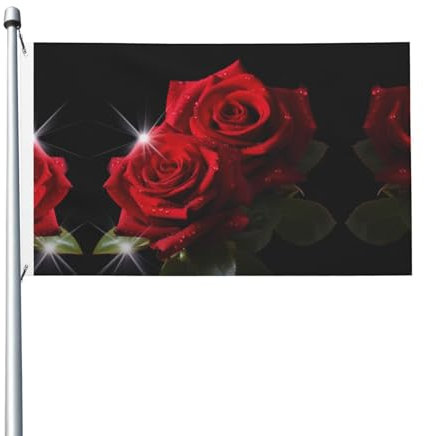 Rote Rosen, 90 x 152 cm, doppelseitig, bedruckt, leicht und elegant, hell und verblasst nicht leicht