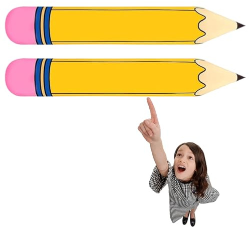 2 Stück Schulanfang Deko, Aufblasbare Bleistift Luftballons Gelb, deko schulanfang junge, Einschulung Deko Und Schulkind Deko, Ideale Partydeko Für Geburtstag Und Feiern, Größe