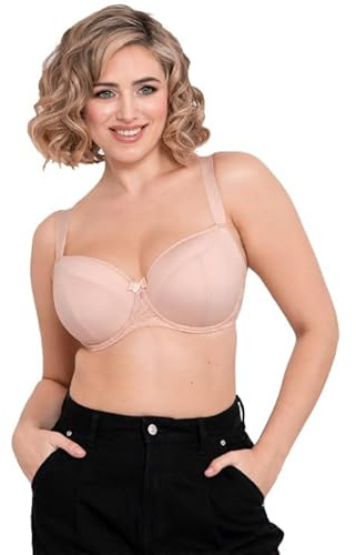 Flirtelle Emma Padded Underwired Balcony Bra Womens Lingerie, Latte, D-K