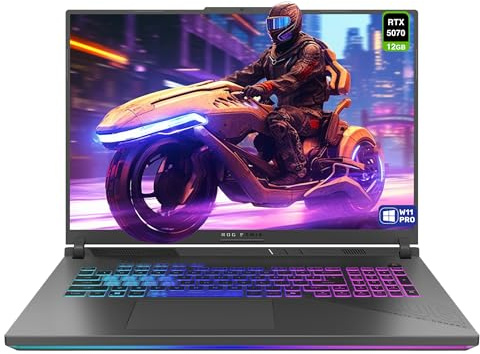 ASUS ROG Strix G18 Ordinateur portable de jeu, AMD Ryzen 9-9955HX, 64 Go de RAM DDR5, 2 To PCIe SSD, écran 18 2,5K (2560 x 1600) 240 Hz, Nvidia G-Force RTX 5070, clavier RVB 4 zones, W11 Pro, gris
