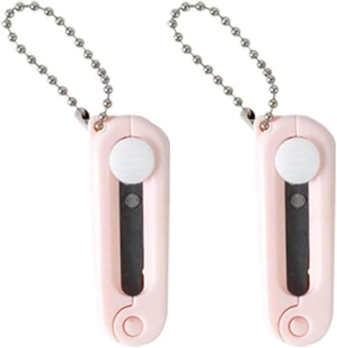 2 Stück rosa Faltschere, sichere tragbare Reiseschere, faltbar, Teleskopschneider, Taschenschneider, Mini-Schere mit Schlüsselanhänger zum Schneiden, Scrapbooking, Schneidewerkzeuge, Basteln, Nähen