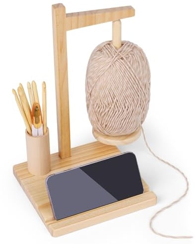 Aeelike Garnhalter Magnetisch, Wollabwickler aus Holz zum Häkeln, Yarn Winder Garnrollenhalter für Häkelliebhaber, Drehbar Wollhalter und Stricken, Praktisch Wollknäuelhalter mit Aufbewahrung, Halter