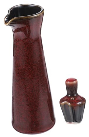 Ciieeo Ceramic Seasoning Dispenser Bottle Vintage Soy Sauce Vinegar Oil Jug with Lid for Kitchen Storage Multi-functional Painted Ceramic Oil Bottle and Balsamic Vinegar