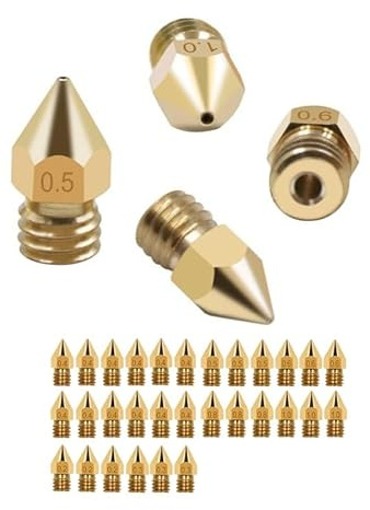 Pevlkawr 30 Messing Düsen Set drucker düse nozzle set 3d drucker düse aus messing düsen 12 Stück 0,4 mm und 3 Stück 1,0 mm,0,8 mm, 0,6 mm, 0,5 mm,0,3 mm,0,2 mm für 3D-Drucker,1,75 mm Filament