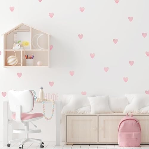 TamTamTu - Wandsticker rosa Herzen - Selbstklebende Dekoration für Kinderzimmer, Schlafzimmer, Büro - einfach zu kleben und zu entfernen, Dekoset A208