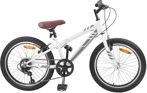 vidaXL Mountainbike 24 Zoll 6-Speed für 8-12 Jahre alt Weiß, Abenteuerfahrrad, klassisches Rad, Freizeitbike, Fitness, Gelände Fahren, verstellbare Lenker, Teleskop