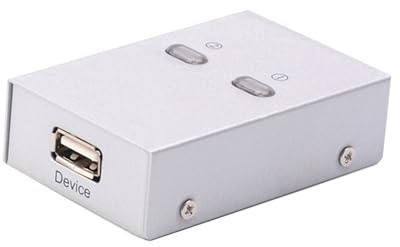 TEMPNAP USB Druckerauswahl 2.0 Automatischer Umschalter für Zwei Geräte | Scanner und Multifunktionsdrucker, Silberfarbenes Gehäuse aus Kunststoff und Metall, Zuhause oder Kleinbüro