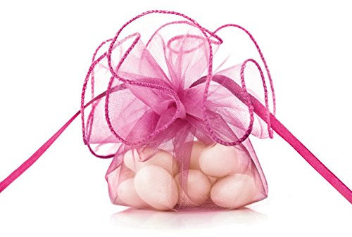 Premium Weddings Organzakreise pink 20 Stück Ø 26 cm - Organzakreis pink mit Zugverschluss - Organzabeutel pink Hochzeit Kommunion Taufe