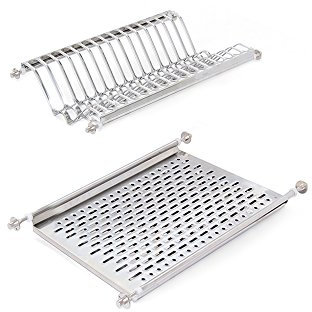 EMUCA Escurridor de Platos y Vasos para Muebles de Cocina de 40 cm de ancho, anchura interior módulo 385-420 mm, Acero Inoxidable
