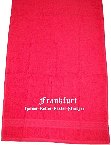 ShirtShop-Saar Frankfurt Harder - Better - Faster - Stronger; Handtuch rot