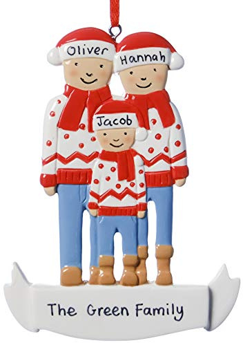 Alphabet barn Personalised Family Christmas Tree Decoration Xmas Gift Ornament Groups 3 4 5 (Family of 3)