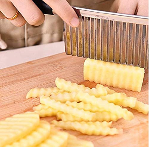 FALSE Edelstahl Wolf Zahn Kartoffelmesser Wellenmesser Haushalt Multifunktions-Gemüseschneider Kartoffelschneider Slicer Slice Pommes