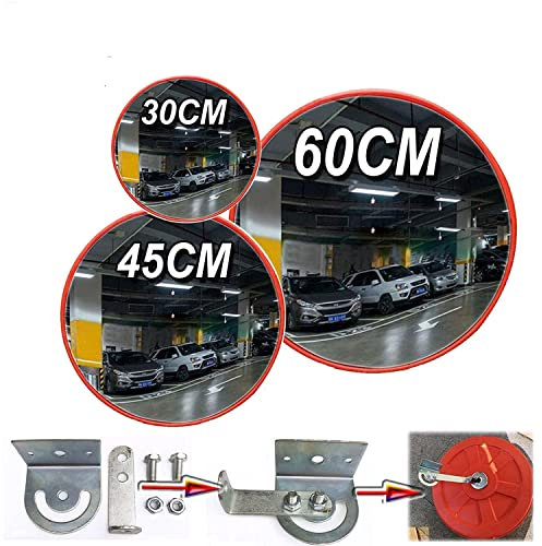 Specchietto di sicurezza convesso, diametro 60 cm, angolo morto, infrangibile, per sicurezza stradale, garage, vialetto, monitoraggio del negozio con supporto a parete, distanza di visualizzazione di